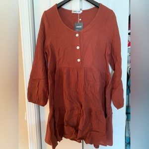 Rustic brown wake knit dress